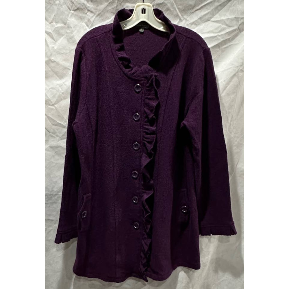 Harve Bernard Purple Boucle Wool Jacket - Sz 1X